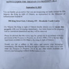 Notice posted at Brookside encampment