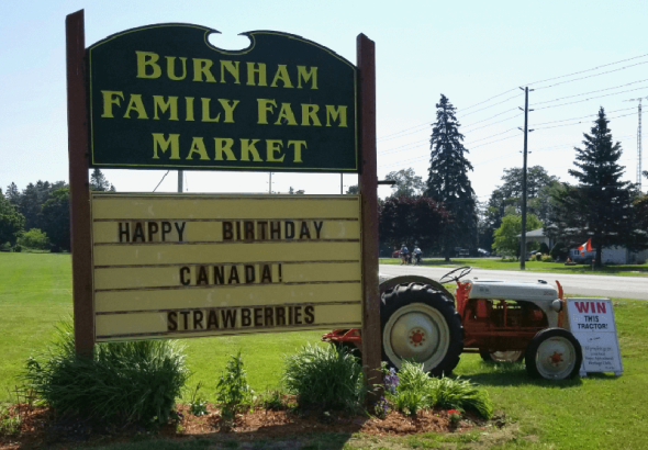 Burnham Family Farm sign