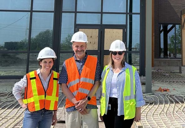 (Left to Right): Northumberland County Archives and Museum (NCAM) Archivist Abigail Miller, Stewart Richardson (donor), and NCAM Curator Katie Kennedy.