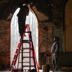 A window being restored by at the Wesleyville Church. Photo courtesy of The Friends of Wesleyville Village Facebook. Play