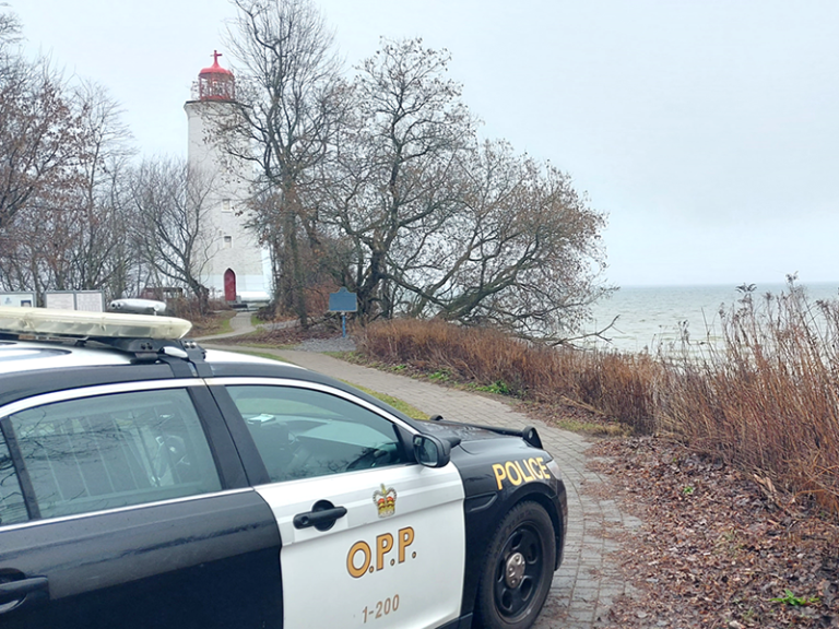 A Northumberland OPP cruiser at the Brighton Lighthouse. Courtesy of the Northumberland OPP.