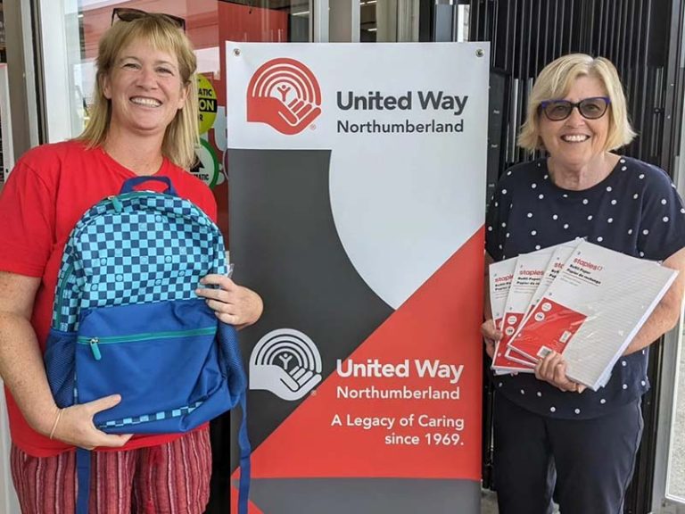 United Way Northumberland fill the backpack program. Photo courtesy of United Way Northumberland Facebook.