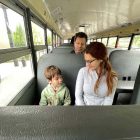 Sitting on the school bus. Photo courtesy of Five Counties Children's Centre Facebook. Play